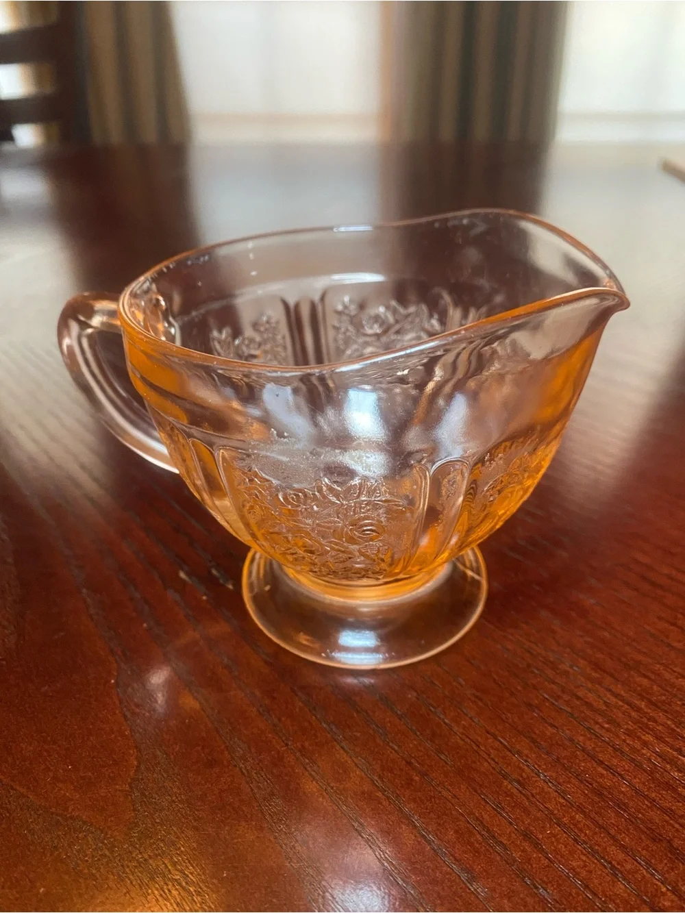 Federal Glass Company pink Sharon Rose Footed Creamer